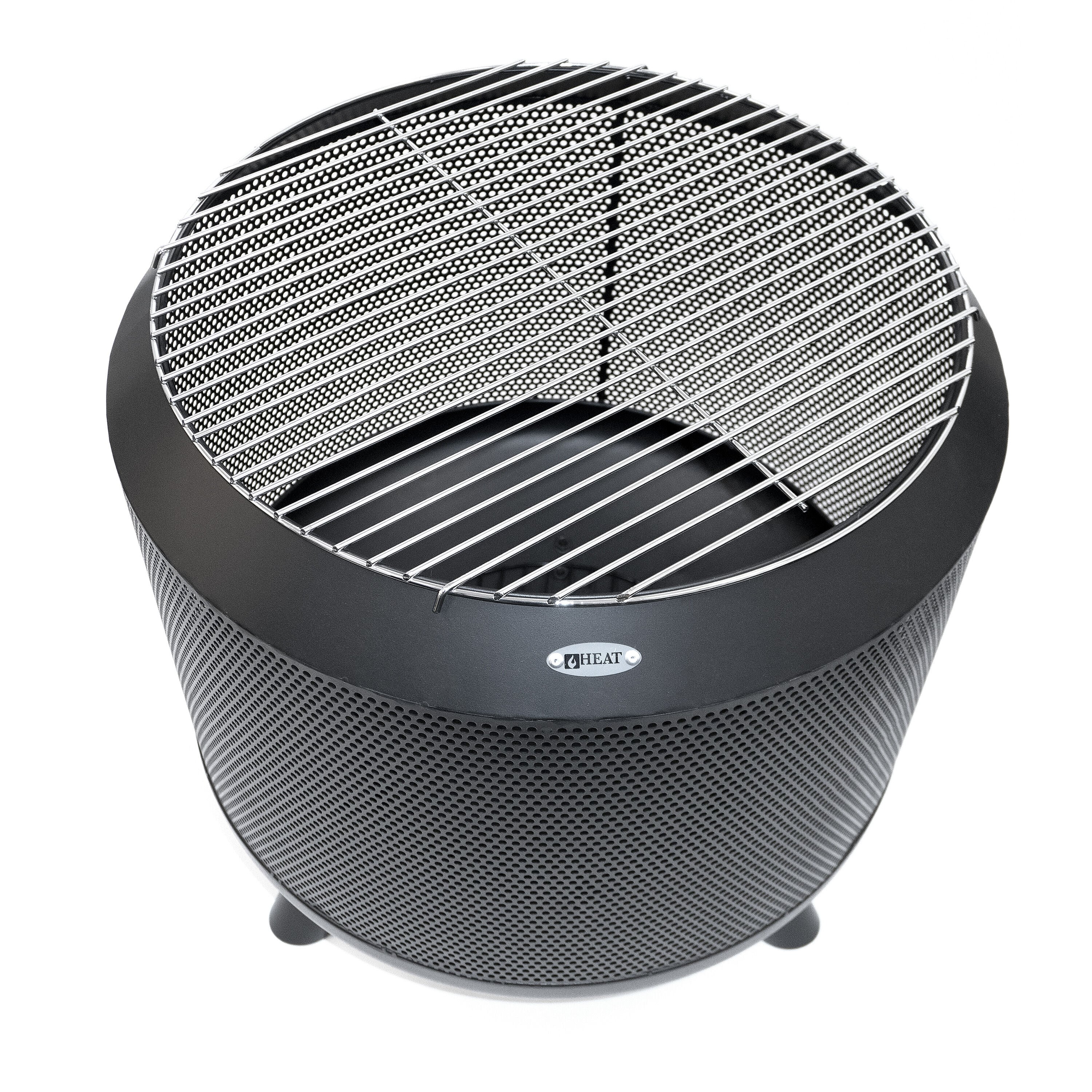 HEAT Drum - Vuurkorf met rooster - Rond - Zwart - Staal