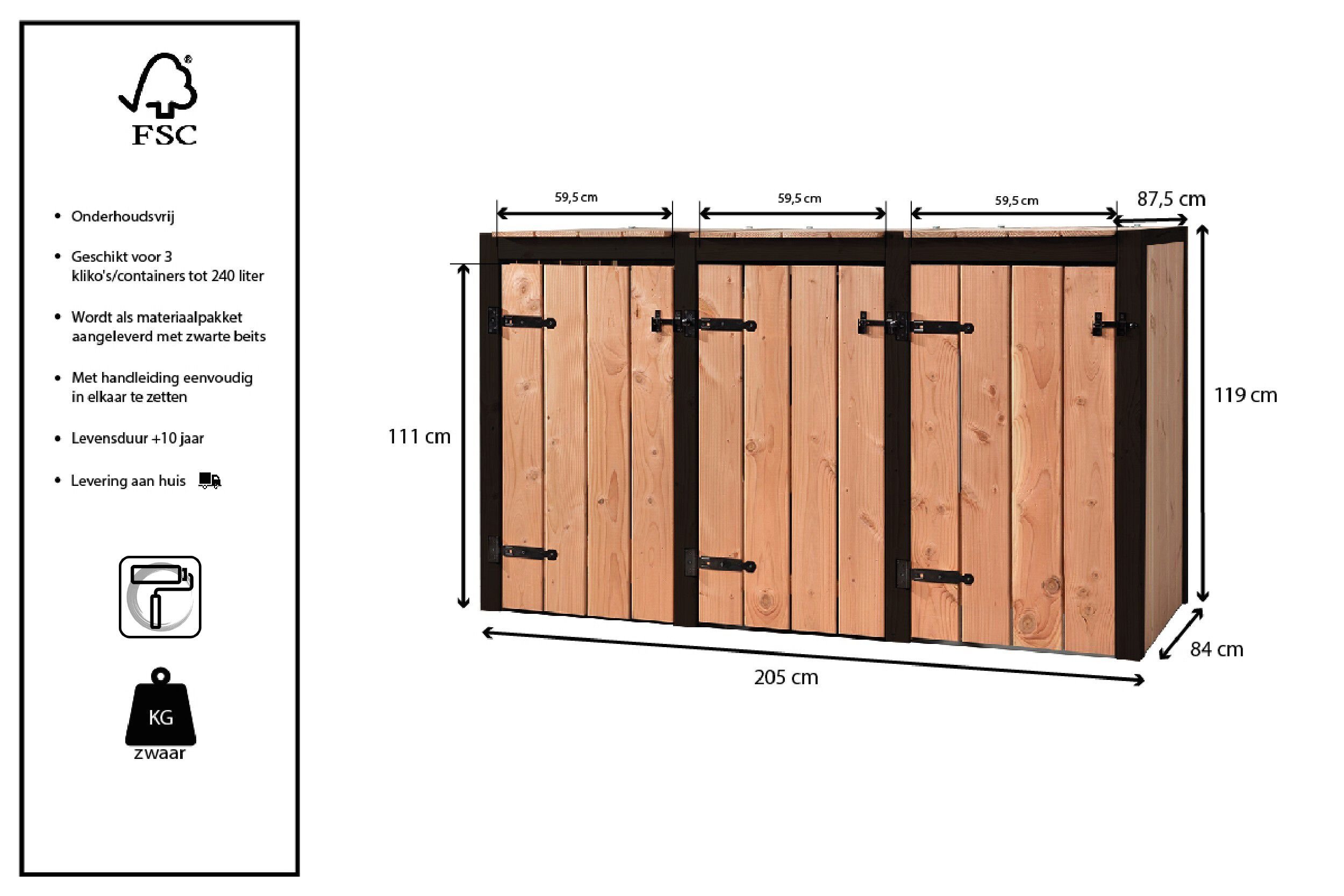 Volente 3 Dubbel Laura - Containerombouw - 119x205x87.5 cm