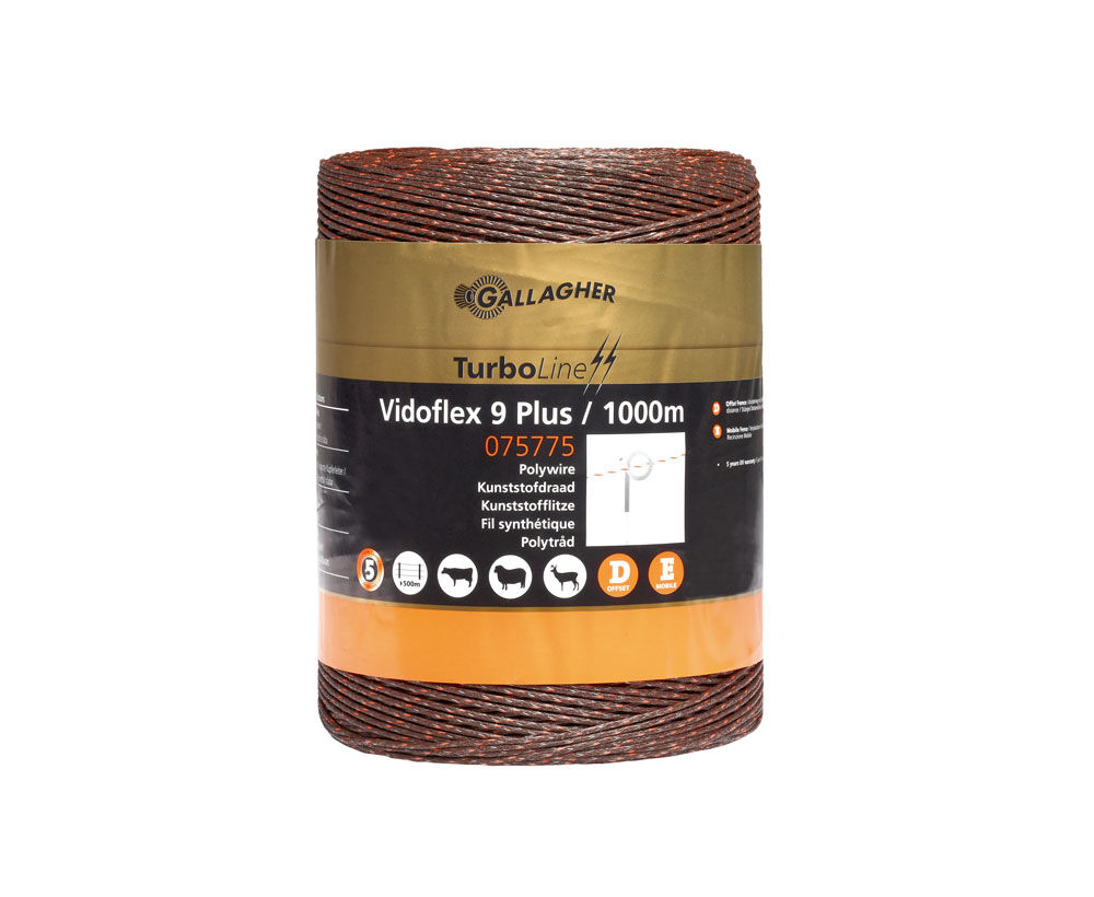 Gallagher Vidoflex 9 Turboline Plus- Schrikdraad - 26.5 cm - 1000 Meter - Terra - 20 cm - 100000 cm Gallagher Vidoflex 9 Turboline Plus- Schrikdraad - 26.5 cm - 1000 Meter - Terra - 20 cm - 100000 cm