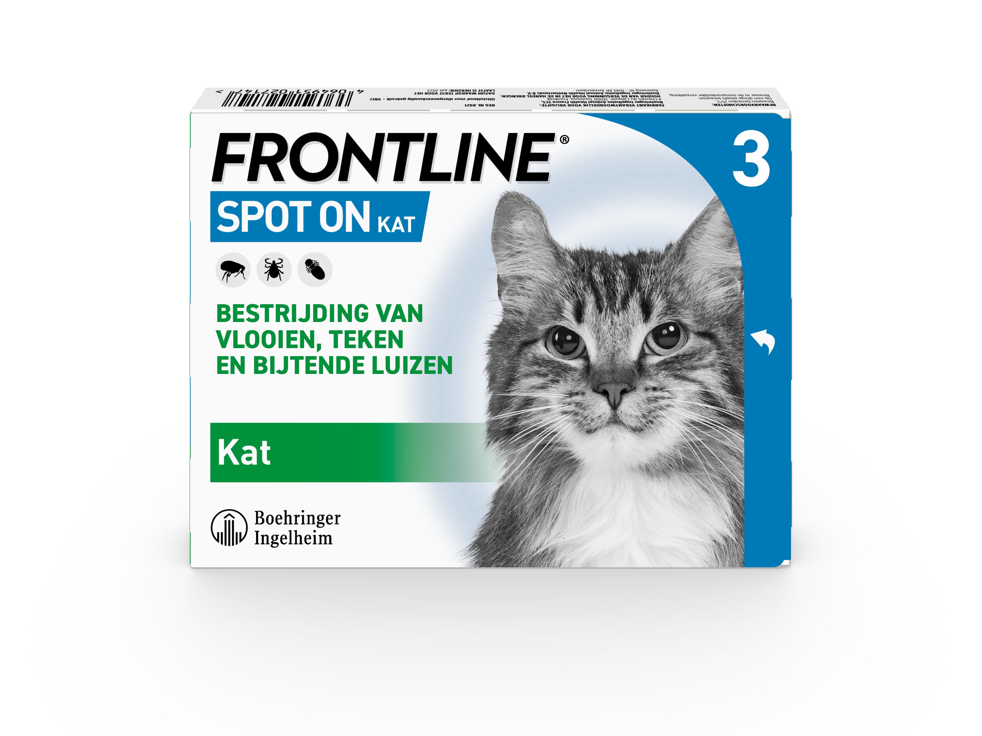 Frontline Spot On - Vlooien en tekenpipet - 3 pipetten - 3 Stuks