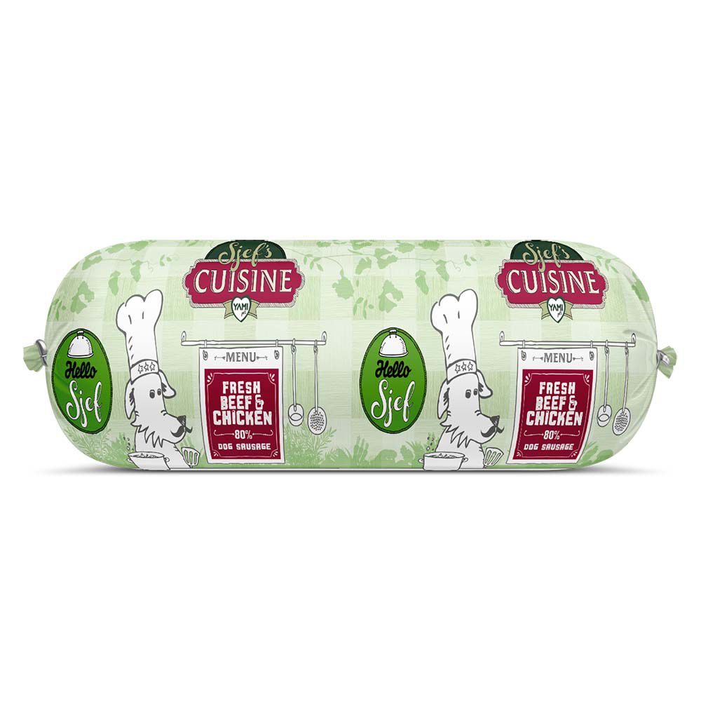 Sjef's Cuisine Special Hondenworst - Hondenvoer - 350 Gram - kip, rund Sjef's Cuisine Special Hondenworst - Hondenvoer - 350 Gram - kip, rund