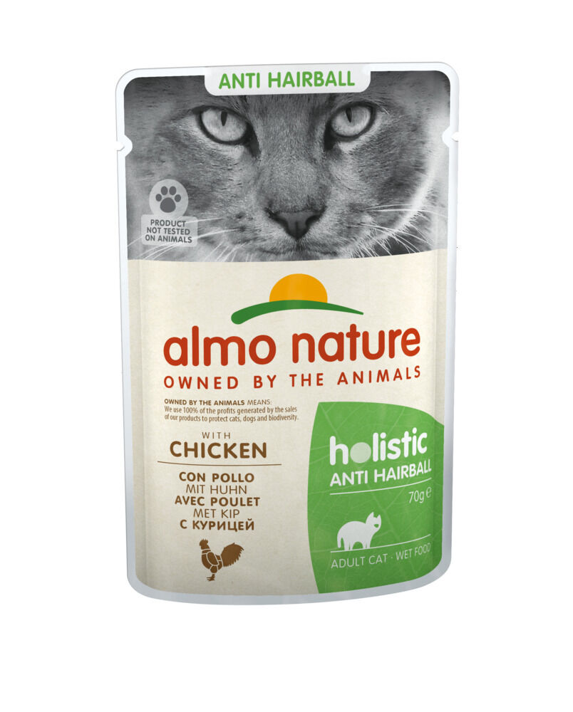 Almo Nature Anti Haarbal - Kattenvoer - 6x70 gram - 70 Gram - kip, rund