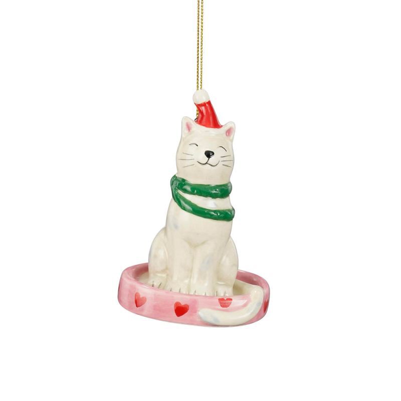 Mica Decorations Witte Kat - Kerstornament - Wit - 6.5x51x510 cm