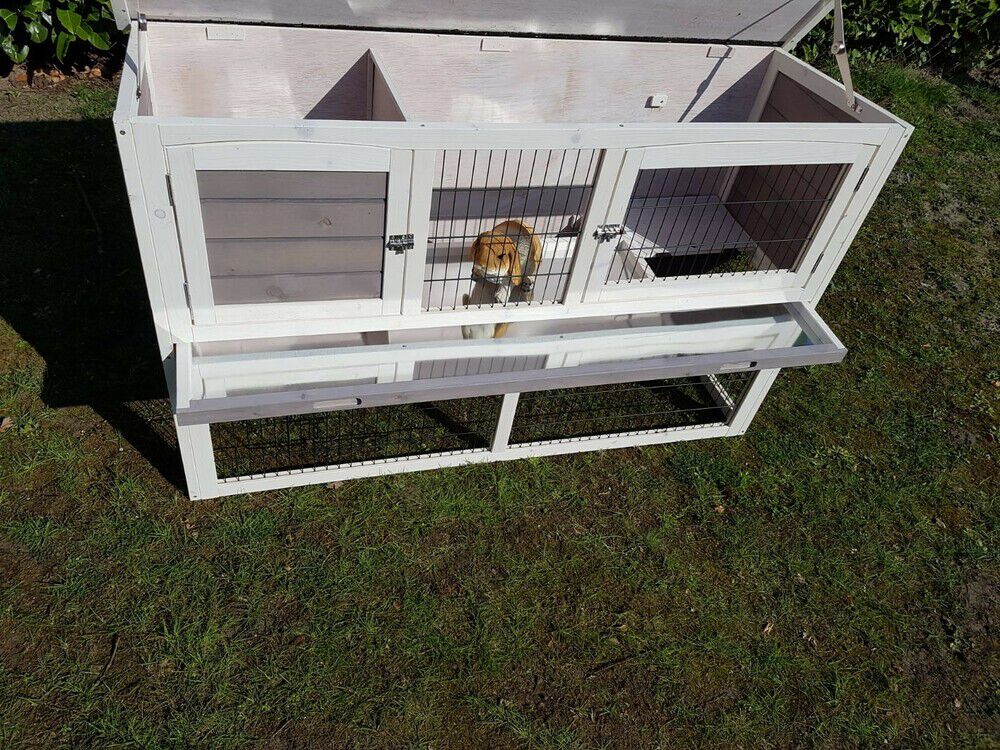 Konijnenhok Bigfoot - Grijs/Wit - 85x137x50 cm