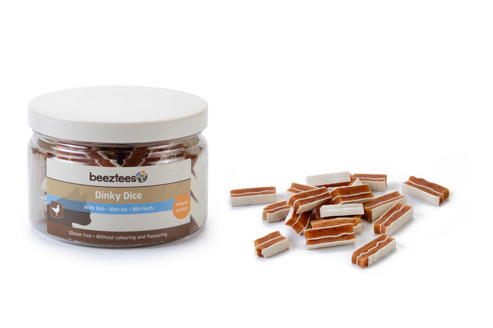 Beeztees Dinky Dice - Kattensnack - 90 Gram - vis