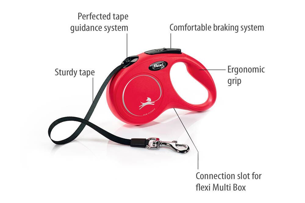 Flexi New Classic Band - Rollijn - Hondenriem - rood - S - 500 cm