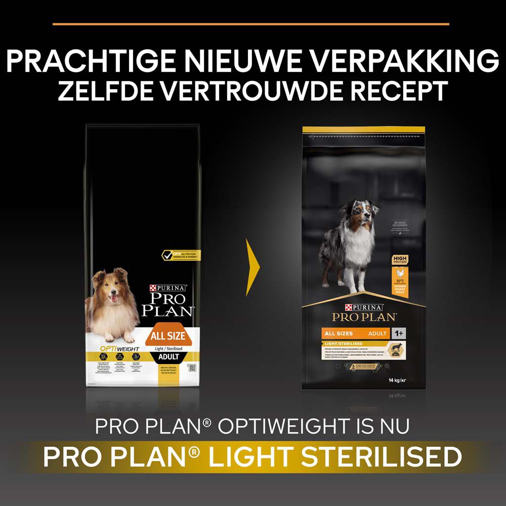 PRO PLAN Light/Sterilised Adult All Size - Hondenvoer - 14 Kilogram - kip