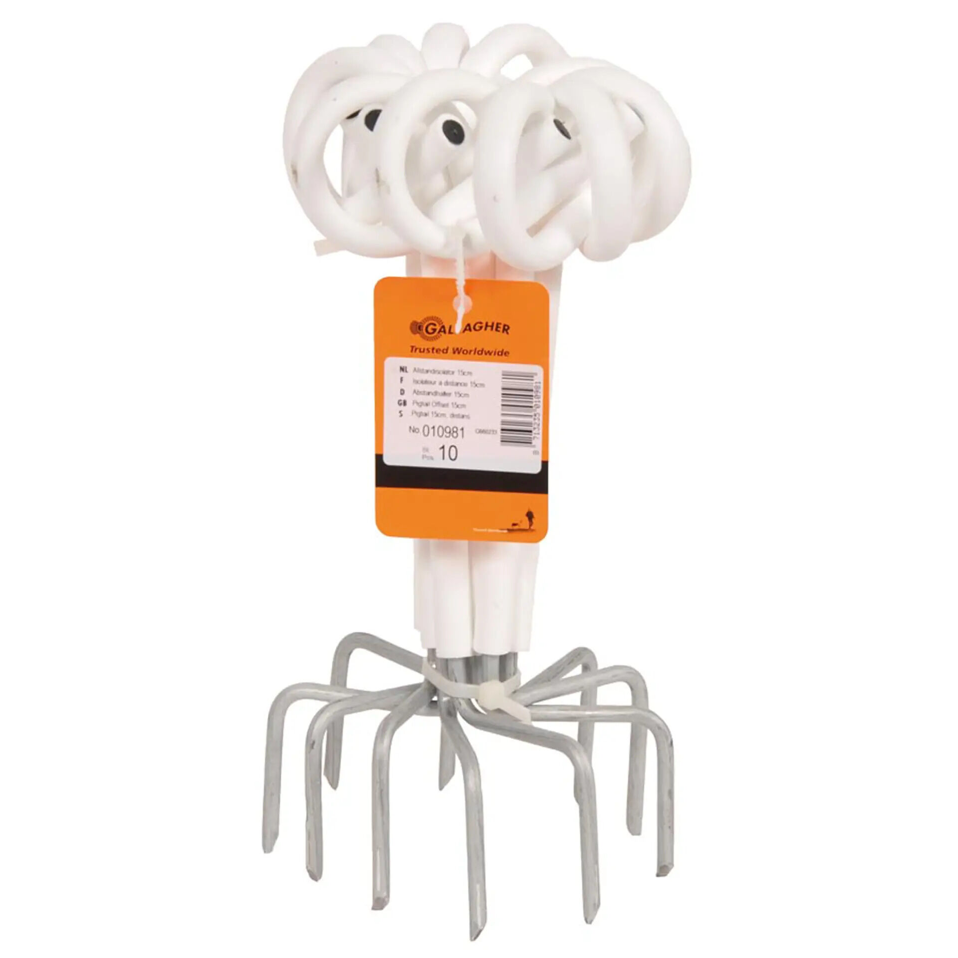 Gallagher Afstandsisolator Krulstaart - 27 cm - 10 Stuks - Wit - 15 cm