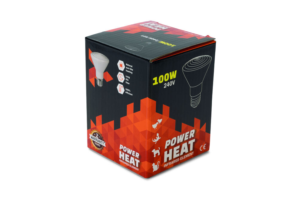 Powerheat Donkerstraler - Warmtelamp - Wit - 10x7.5x7.5 cm - 100 W