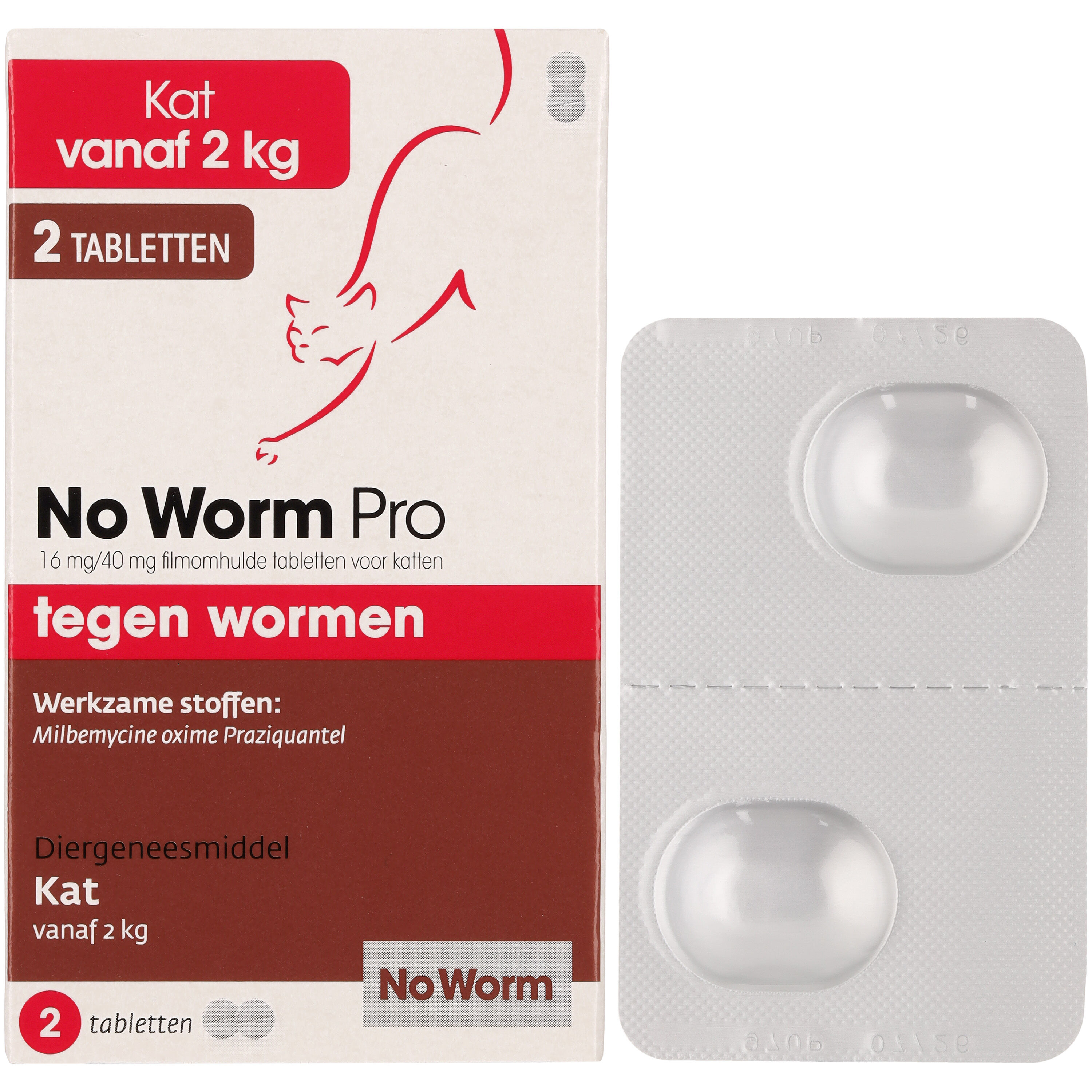 No Worm Pro Kat  Tabletten - Wormenmiddel - 2 Stuks - M