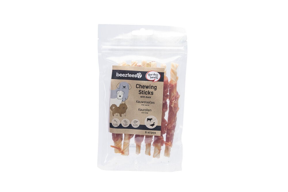 Beeztees Kauwstaafjes- Hondensnack - 6 Stuks - Eend Beeztees Kauwstaafjes- Hondensnack - 6 Stuks - Eend