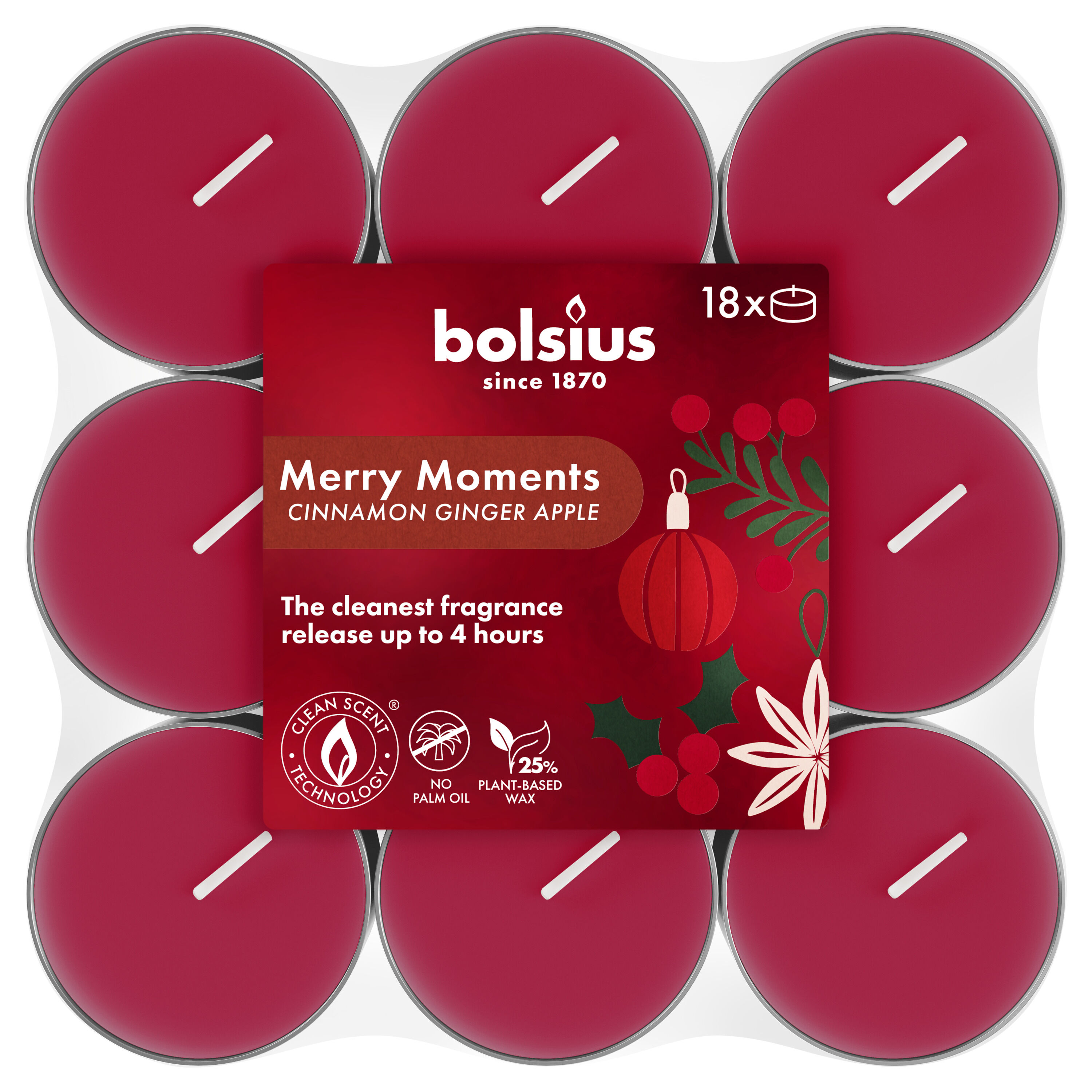 Bolsius True Glow - Geurtheelichten - 1.7 cm - rood - Merry Moments