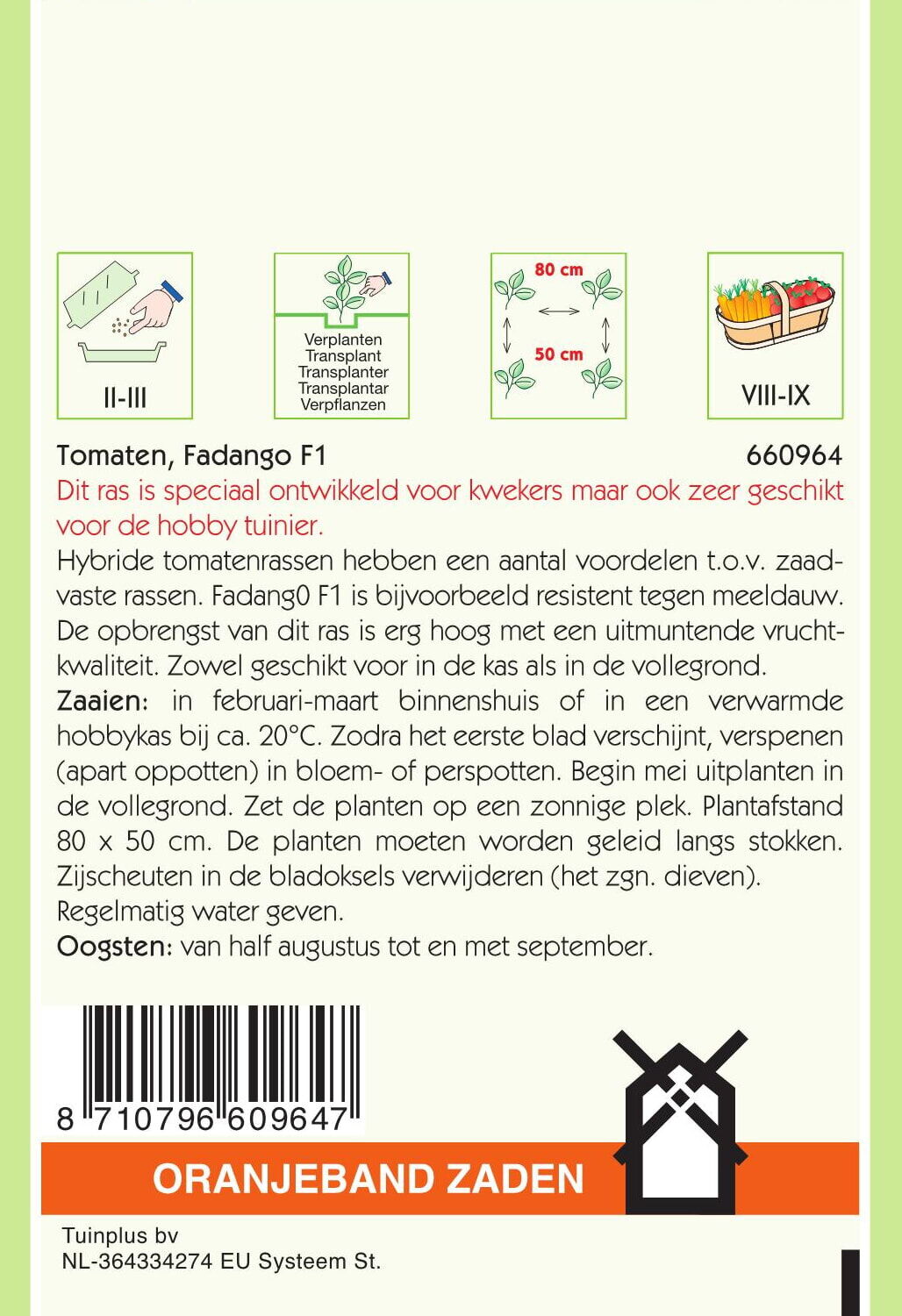 Oranjeband zaden Tomaat Fadango F1 - Groentezaden