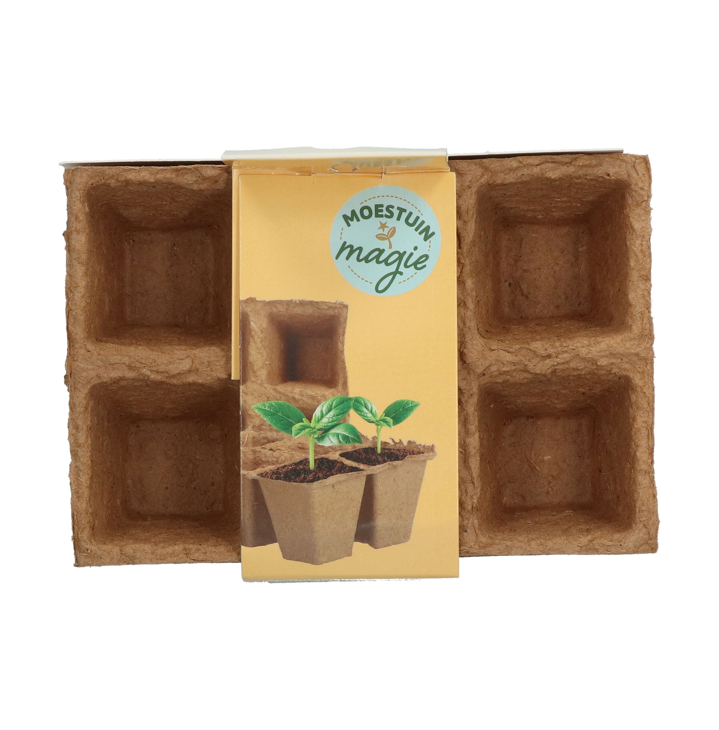 Welkoop Moestuin Magie - Kweekpotjes Houtpulp - Bruin - 13.5x13x9 cm