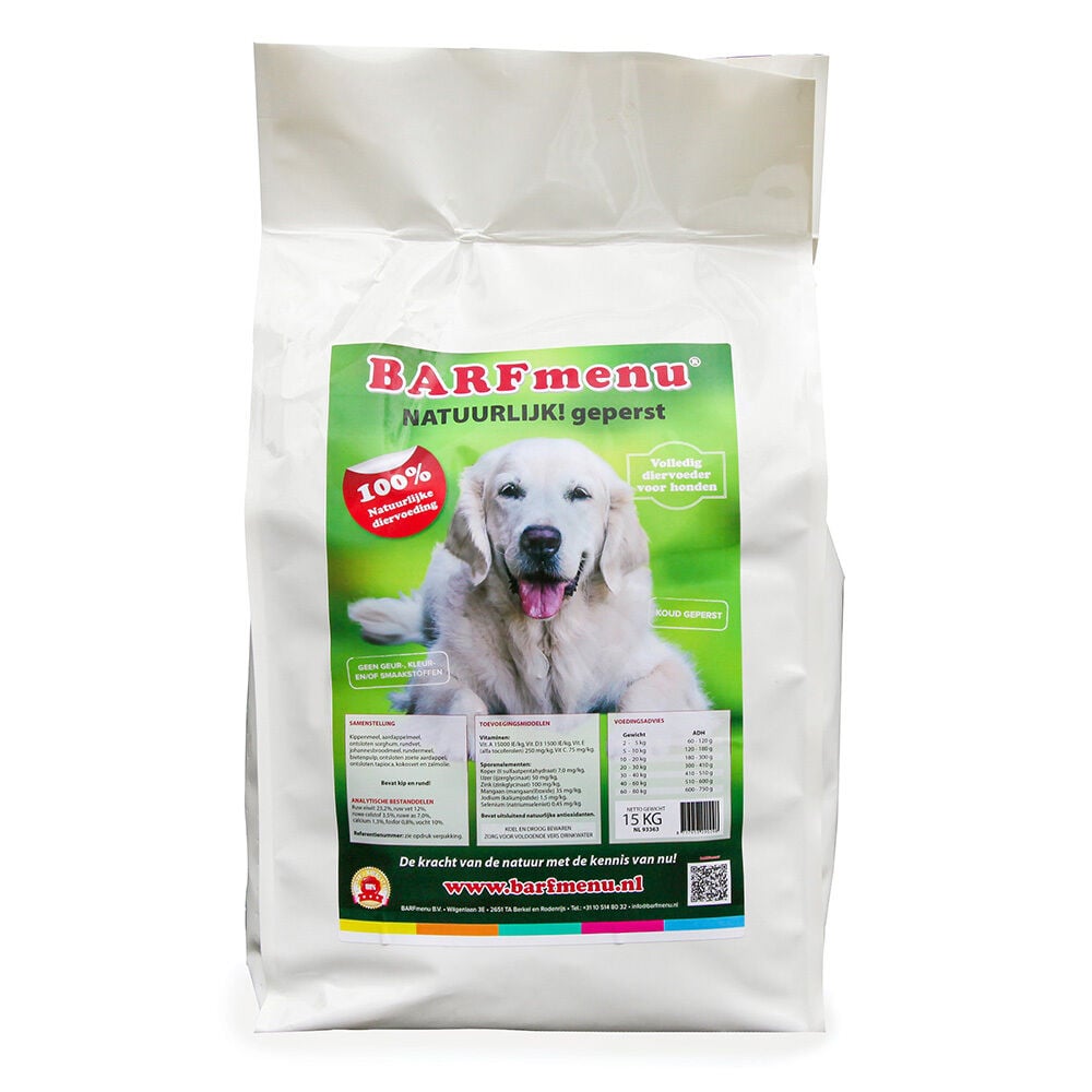 BARFmenu Natuurlijk Koudgeperste brok - Hondenvoer - 15 Kilogram - kip, rund