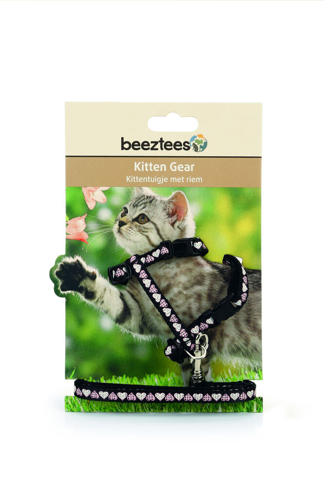 Beeztees Hearts - Kittentuigje - Zwart - 100 cm