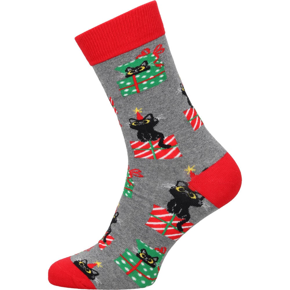 Welkoop Fun Kerst Kat - Sokken - Grijs - 43-46
