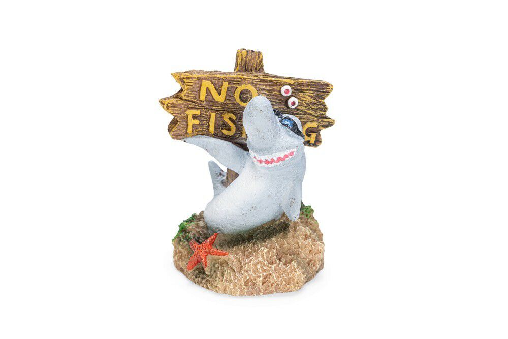 Beeztees No Fishing Haai - Aquarium Ornament - Grijs