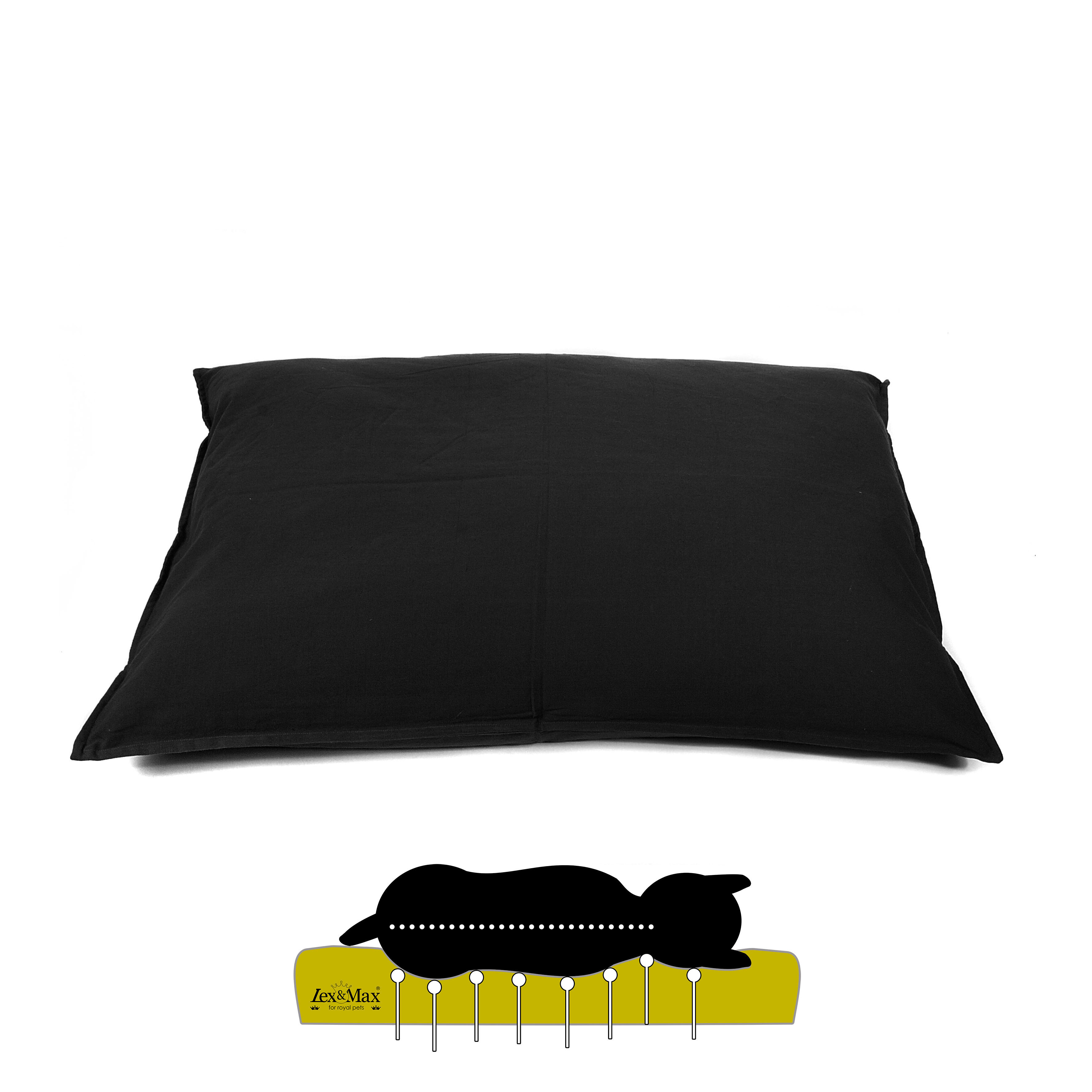 Lex & Max Tivoli - Orthopedisch Hondenkussen - Zwart - 70x100x16 cm - L