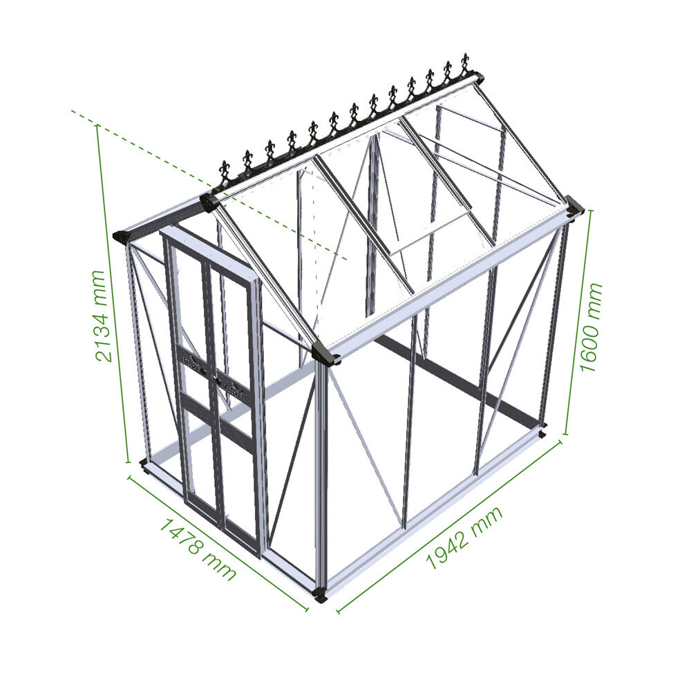 Eden Birdlip 46 - Tuinkas - zwart - 213x147.8x194 cm - Veiligheidsglas