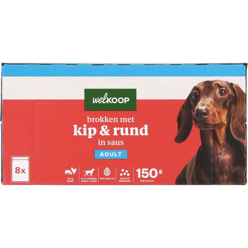 Welkoop Pouch - Hondenvoer - 8x150gr - 150 Gram - rund