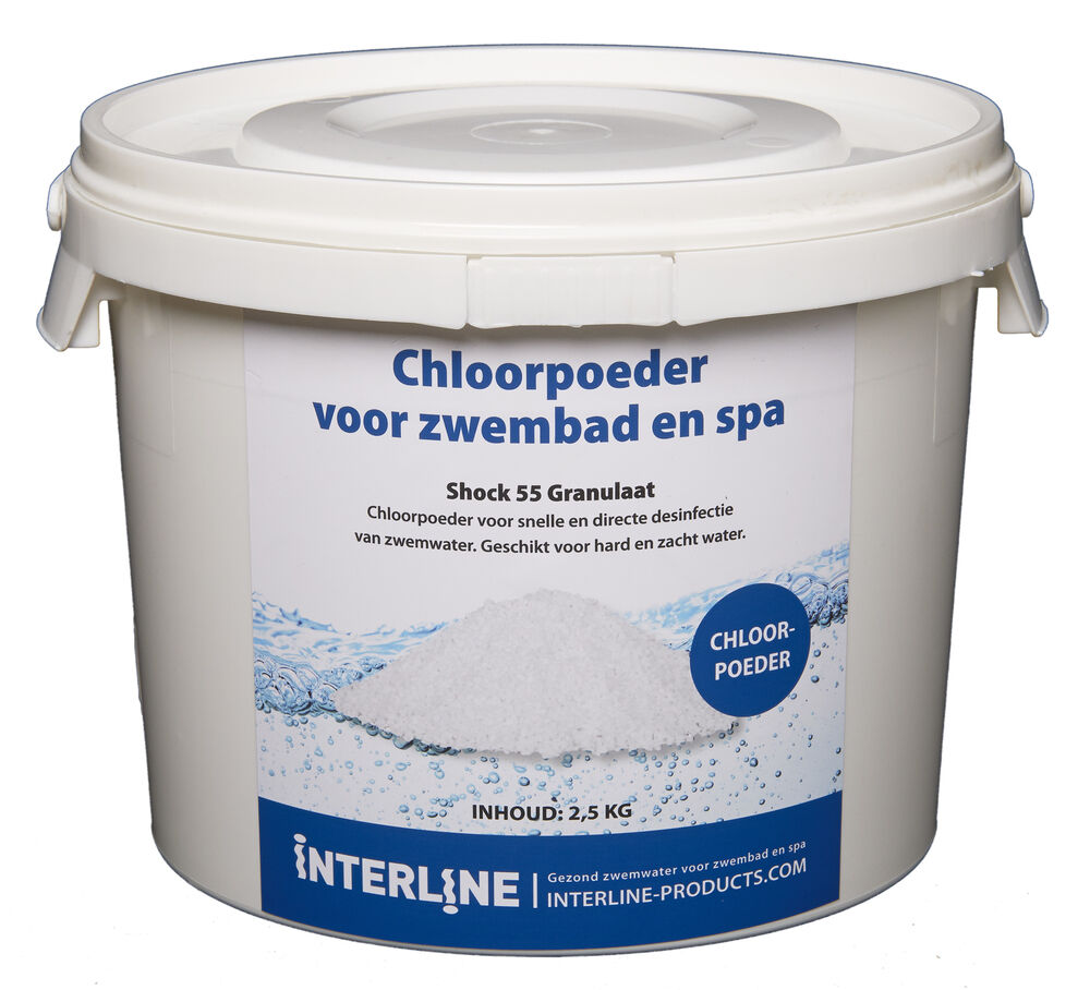 Interline Shock 55 chloorgranulaat - 2.5 Kilogram Interline Shock 55 chloorgranulaat - 2.5 Kilogram