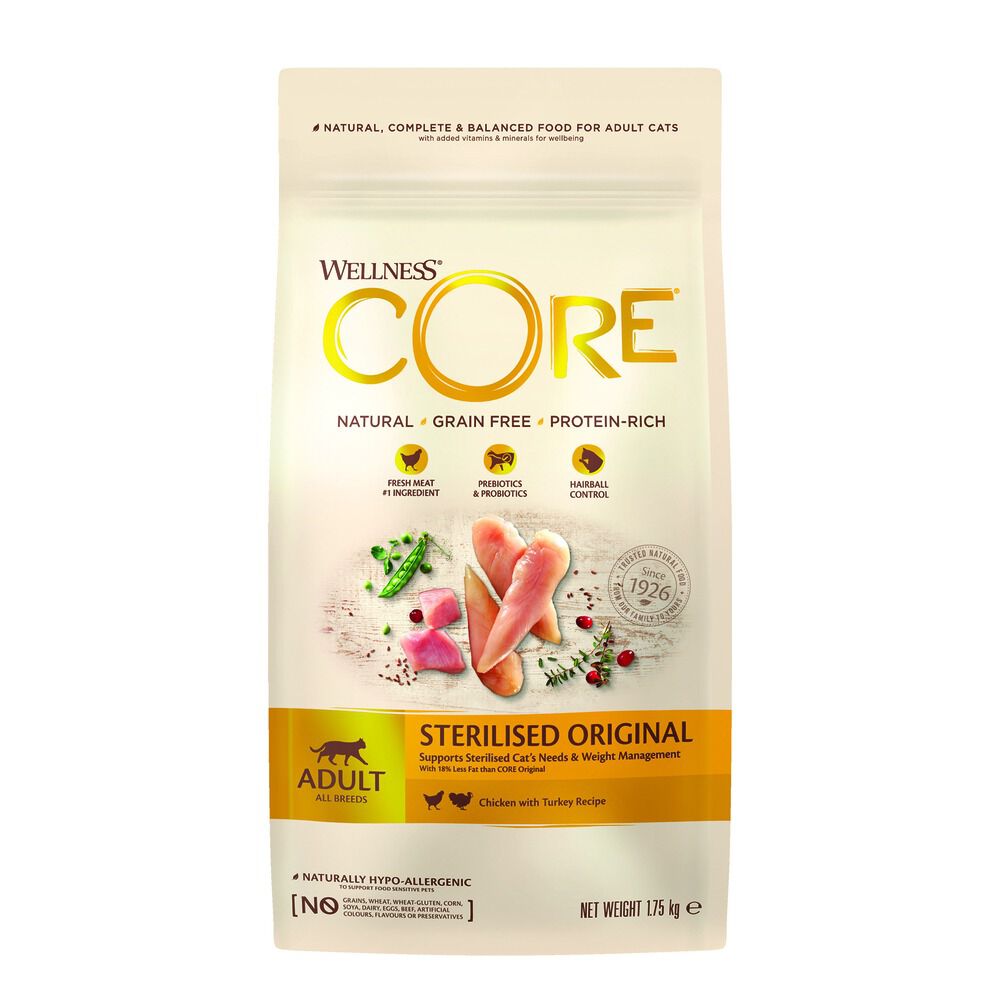 Wellness Core Sterilised Original Adult - Kattenvoer - 1.75 Kilogram - kalkoen, kip Wellness Core Sterilised Original Adult - Kattenvoer - 1.75 Kilogram - kalkoen, kip