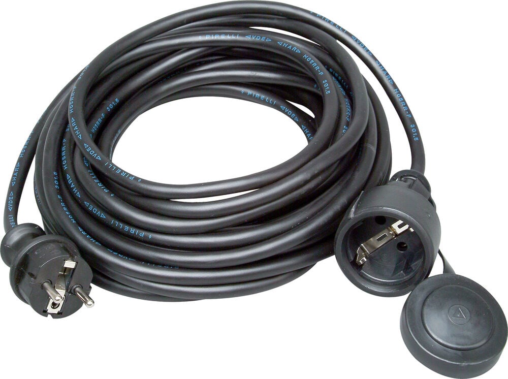 Kopp geaard 10 meter 3x1.5mm2 - Verlengsnoer - 16 - Zwart - 1000 cm