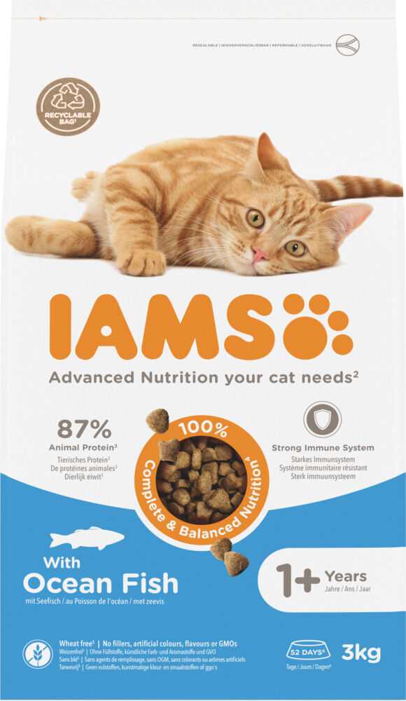 Iams Adult - Kattenvoer - 3 Kilogram - vis, kip