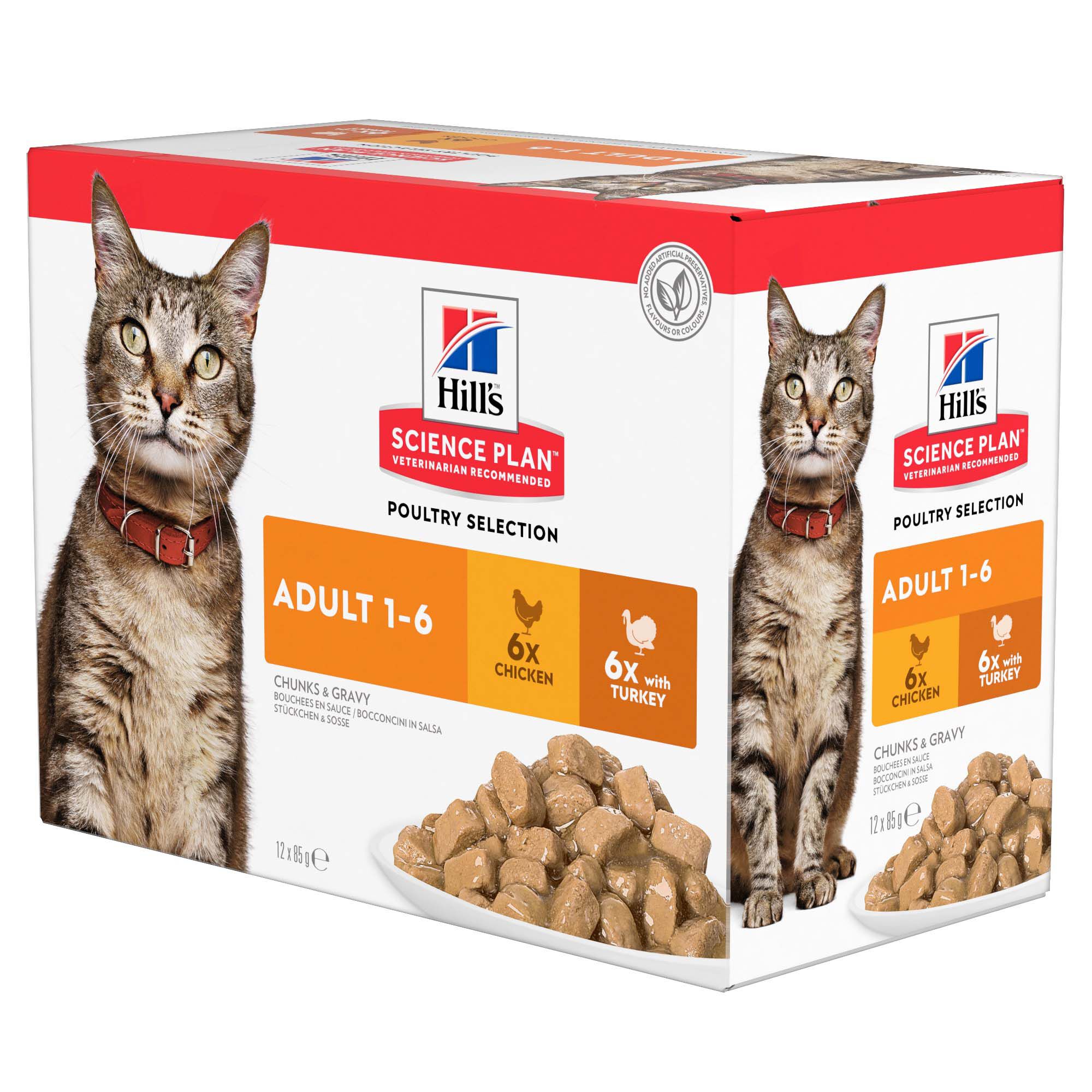 Hill's Science Plan Adult - Multipack - Kattenvoer - 12x85 gram - 1020 Gram - kalkoen, kip Hill's Science Plan Adult - Multipack - Kattenvoer - 12x85 gram - 1020 Gram - kalkoen, kip