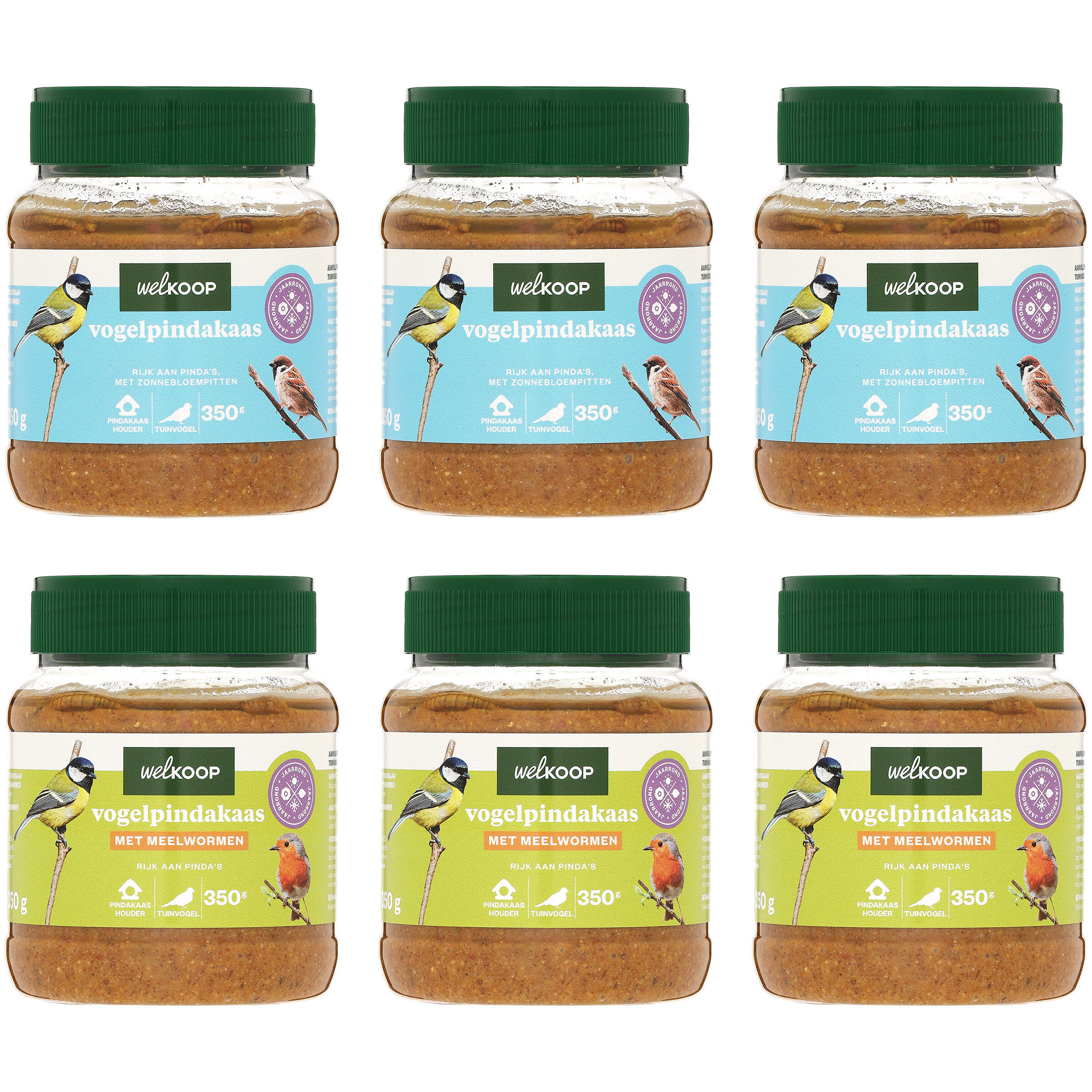 Welkoop - Vogelpindakaas - Tuinvogelvoer - 6 Stuks