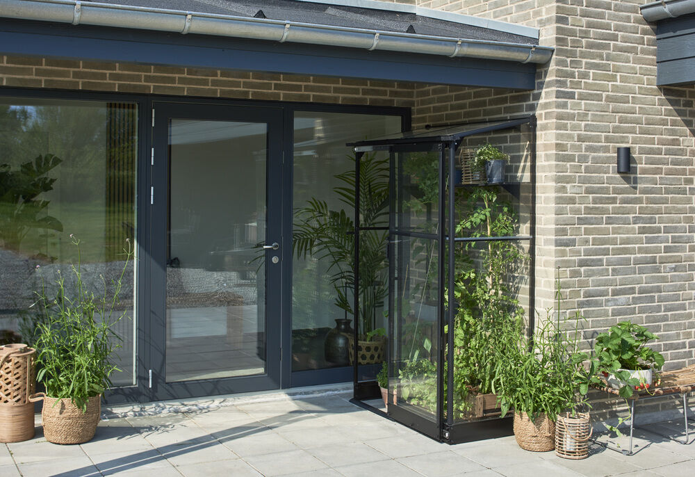 Halls Greenhouses QUBE LT 24 - Muurkas - Zwart - Veiligheidsglas