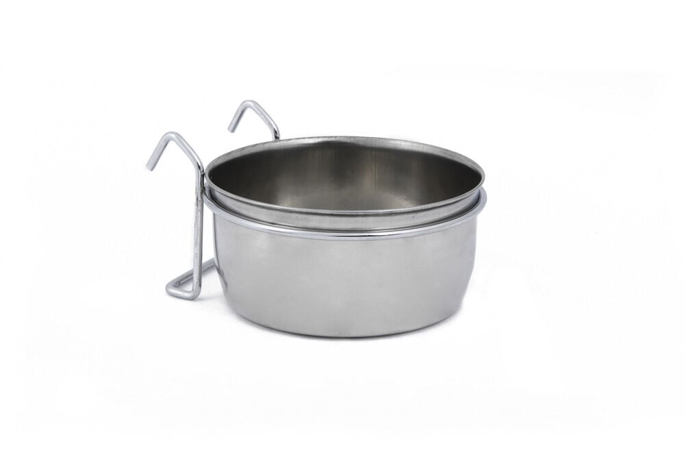 Beeztees Coopcup Inox Met Houder - voer & drinkbak - 0.6 Liter Beeztees Coopcup Inox Met Houder - voer & drinkbak - 0.6 Liter