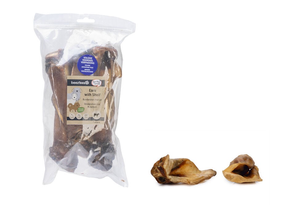 Beeztees Runderoren met pit- Hondensnack - 7 Stuks