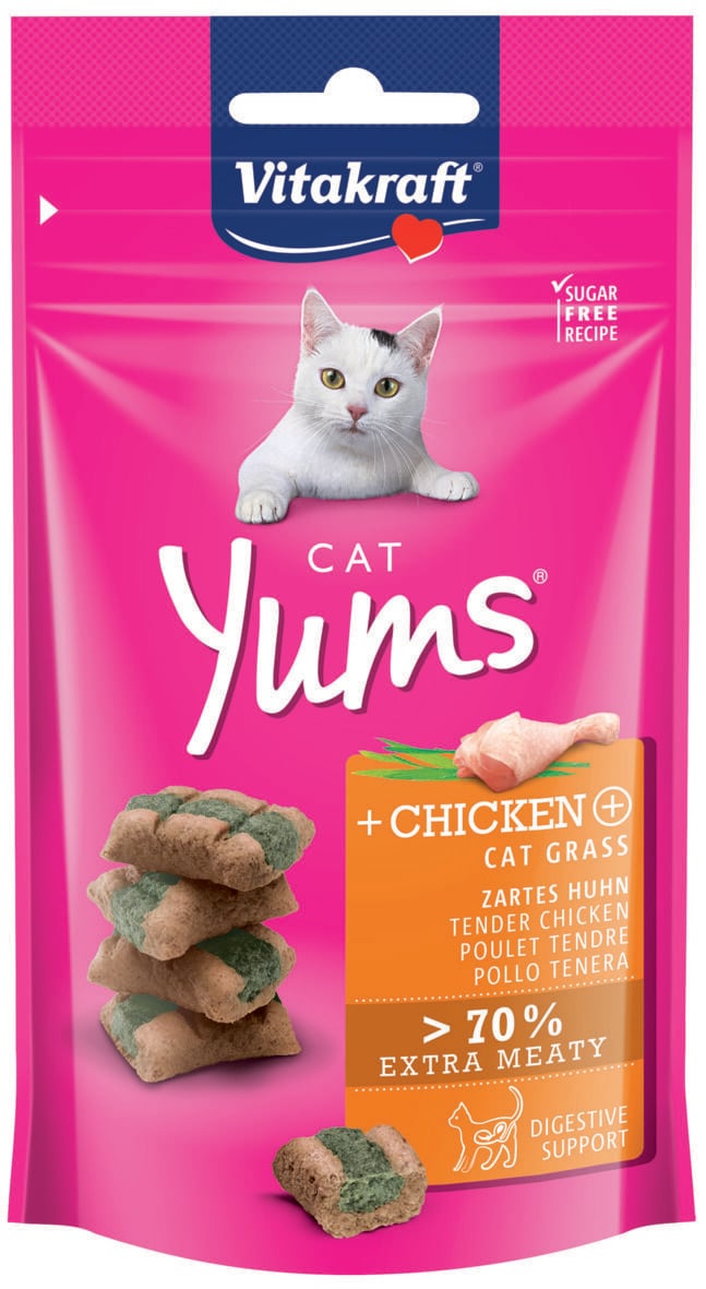 Vitakraft Cat Yums - Kattensnack - 40 Gram - kip, kattengras Vitakraft Cat Yums - Kattensnack - 40 Gram - kip, kattengras