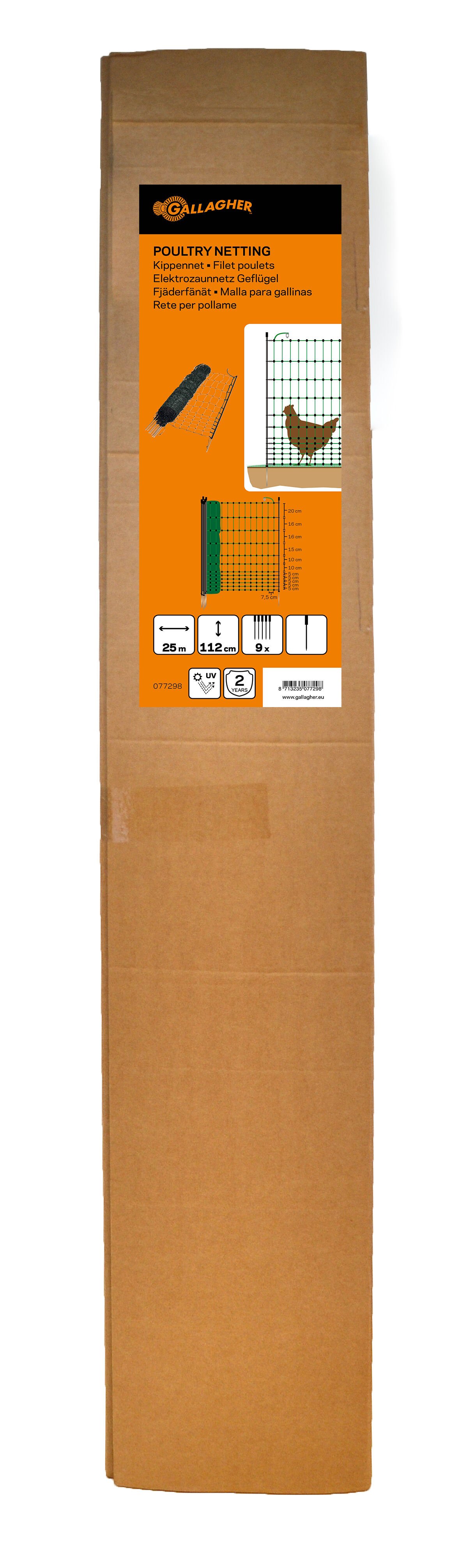 Gallagher Kippennet Enkele Pen - Afrasteringsnetten - 21 cm - Groen - 130 cm - 2500 cm