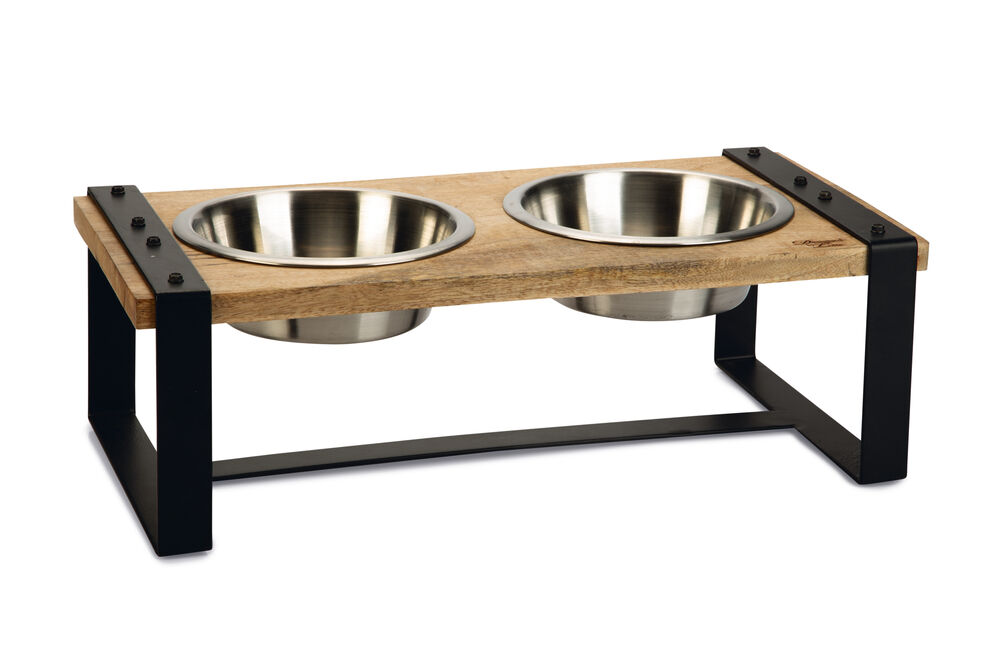 Designed By Lotte Karinto Dinerset - Voer & Drinkbak - Bruin Zwart - L Designed By Lotte Karinto Dinerset - Voer & Drinkbak - Bruin Zwart - L