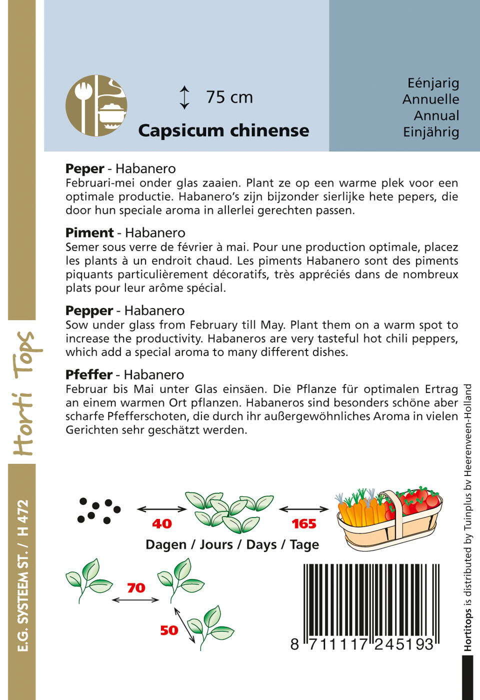 Hortitops Peper Habanero Capsicum chinense - Groentezaden