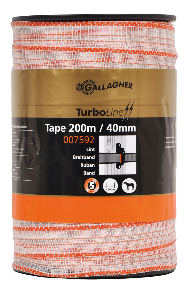 Gallagher Turboline lint 40 mm - 32 cm - 200 Meter - Wit - 4 cm - 20000 cm Gallagher Turboline lint 40 mm - 32 cm - 200 Meter - Wit - 4 cm - 20000 cm