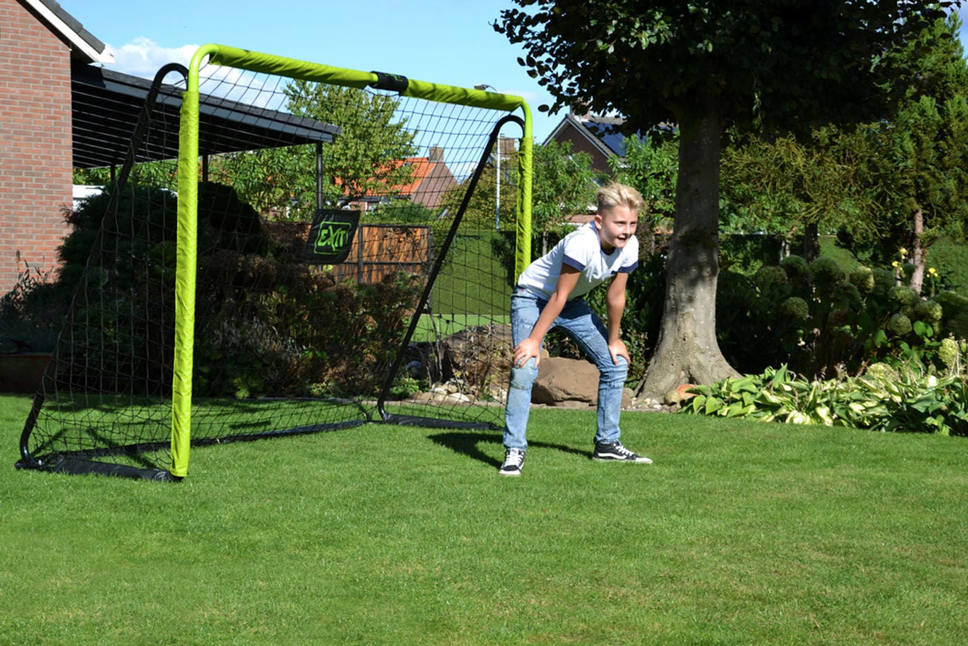 EXIT Tempo 2400 - Voetbalgoal - Groen/zwart - 160x246x90 cm
