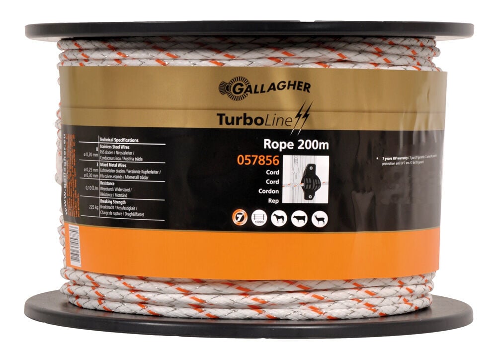 Gallagher TurboLine - Cord - 17 cm - 200 Meter - Wit - 20 cm - 20000 cm