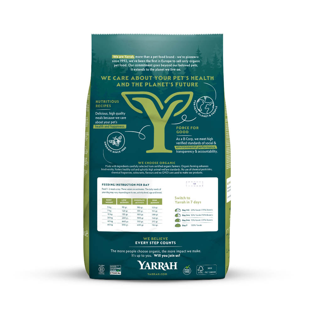 Yarrah Adult Biologisch Vegetarisch - Hondenvoer - 10 Kilogram - soja