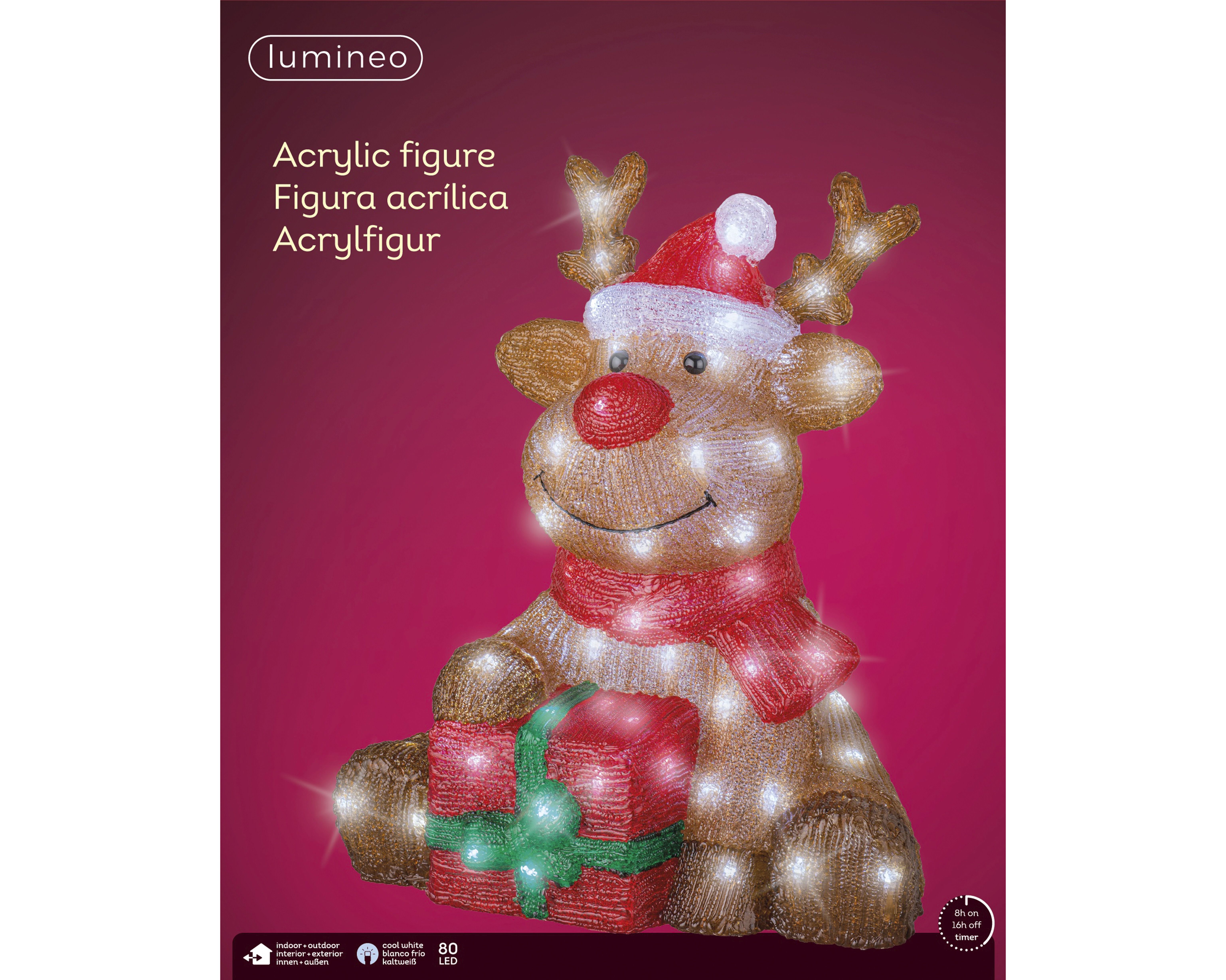 Lumineo Rendier - LED figuur - Wit - 44.5x38.5x34 cm
