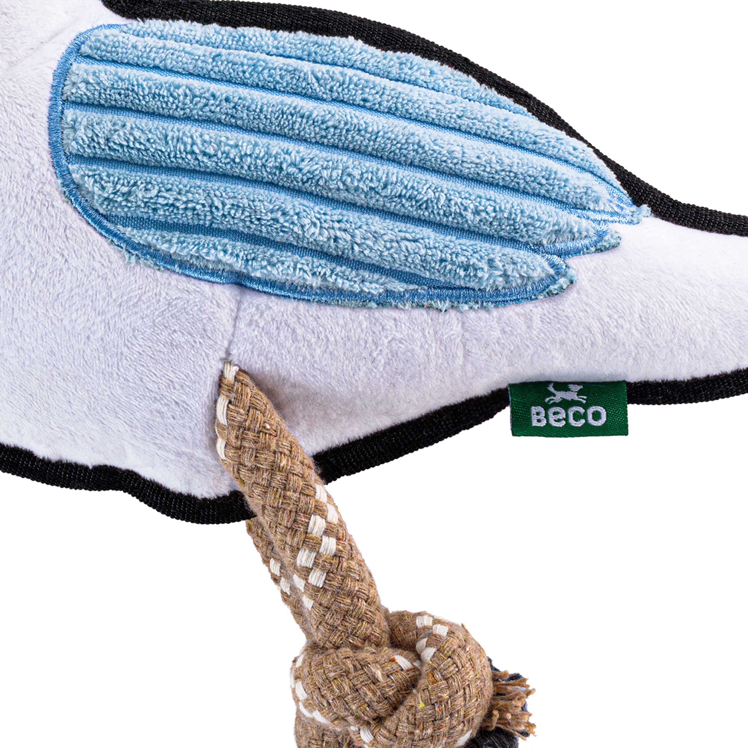 Beco Quokka Zeemeeuw - Knuffel - Hondenspeelgoed - Blauw - 27x27x5.5 cm