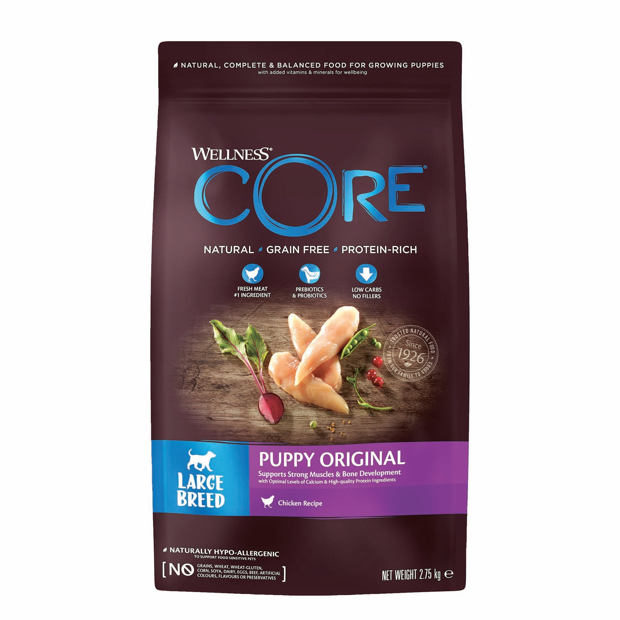 Wellness Core Puppy original Large breed - Krokante brokken - Hondenvoer - 2.75 Kilogram - kip Wellness Core Puppy original Large breed - Krokante brokken - Hondenvoer - 2.75 Kilogram - kip