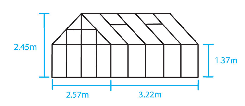 Halls Magnum 108 - Tuinkas - Groen - 258x257x322 cm - Veiligheidsglas