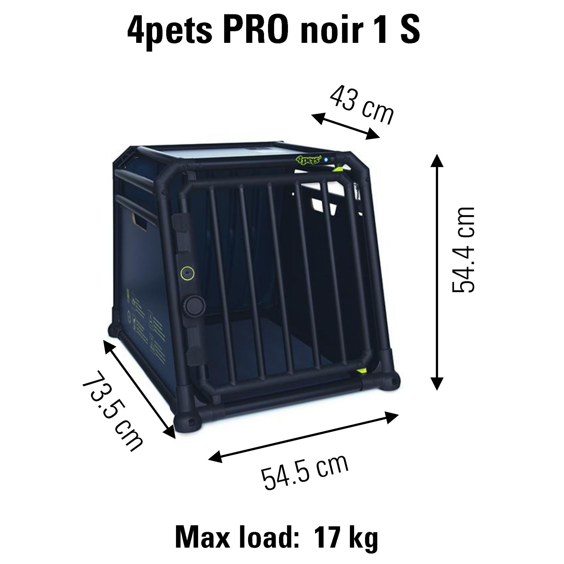 4Pets Pro 1 Noir - Autobench Hond - Zwart - 8873.5x6454.5x54.4 cm - S
