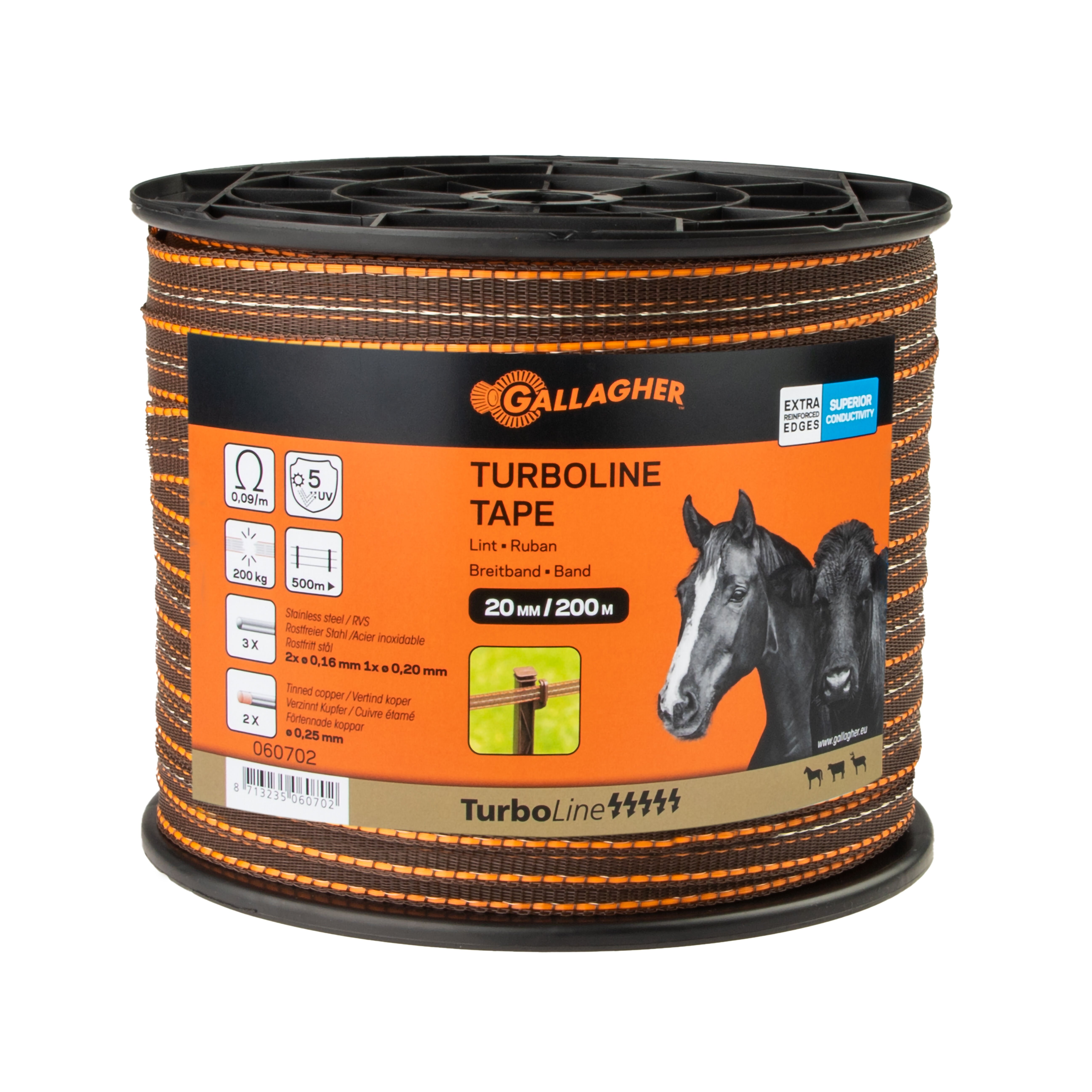 Gallagher TurboLine lint 20mm - 15.7 cm - 200 Meter - Terra - 2 cm - 20000 cm Gallagher TurboLine lint 20mm - 15.7 cm - 200 Meter - Terra - 2 cm - 20000 cm