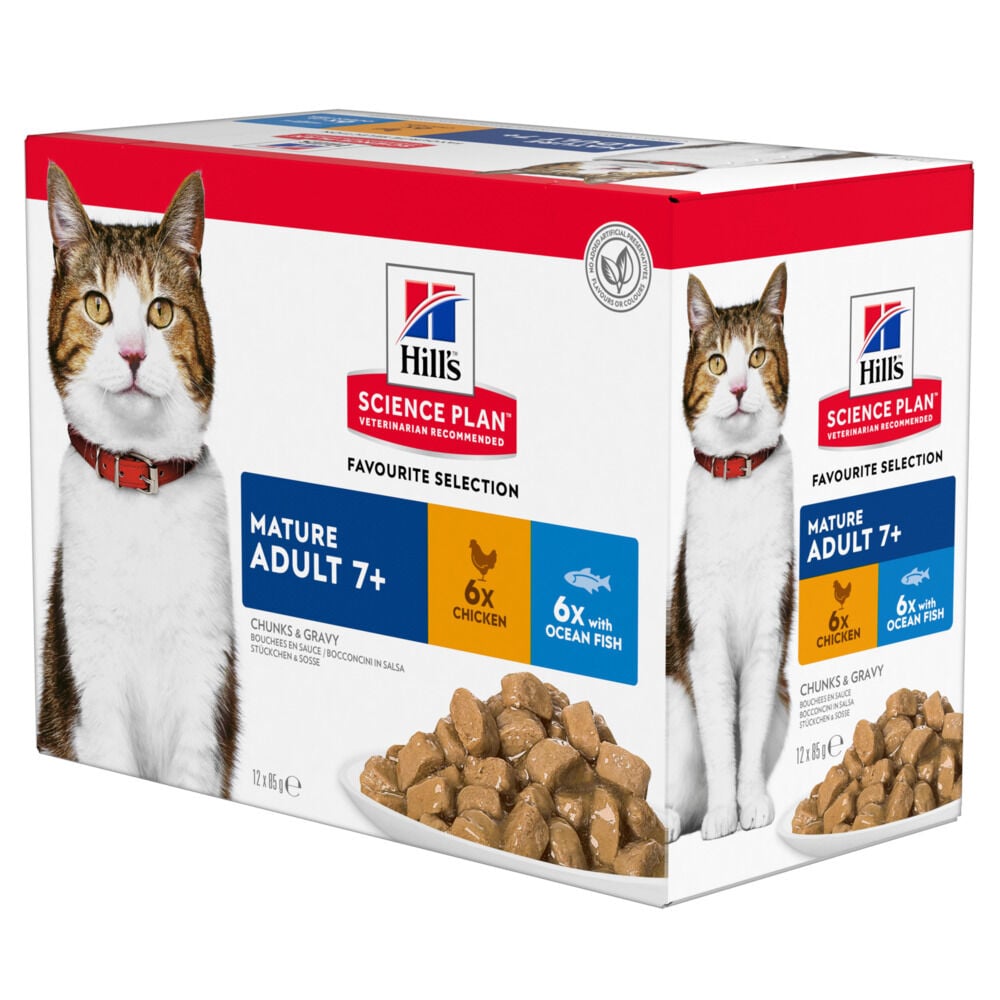 Hill's Science Plan Senior - Kattenvoer - 12x85 gram - 1020 Gram - vis, kip
