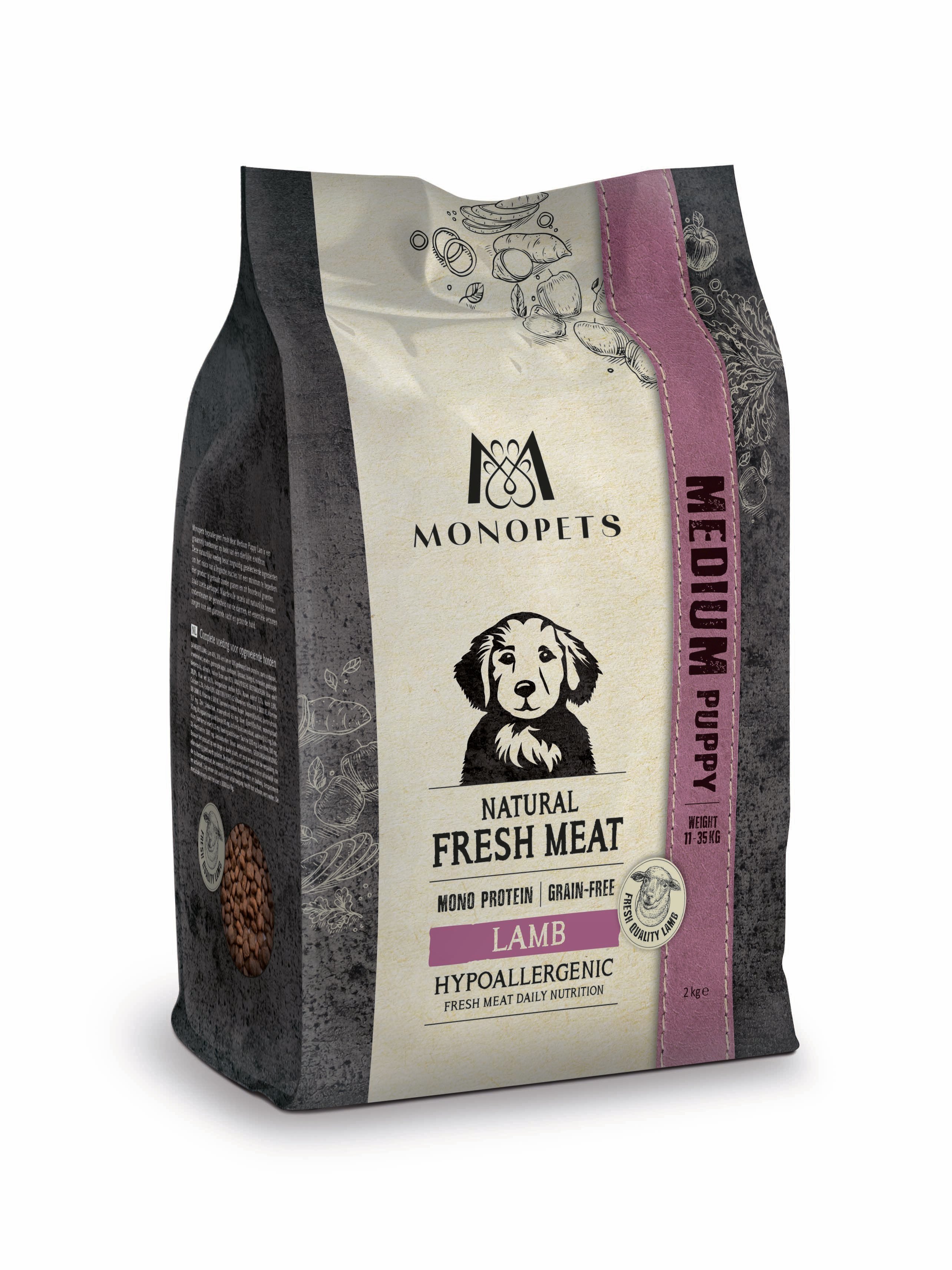 Monopets Medium Puppy Hypoallergeen Monoprotein - Hondenvoer - 12 Kilogram - lam Monopets Medium Puppy Hypoallergeen Monoprotein - Hondenvoer - 12 Kilogram - lam